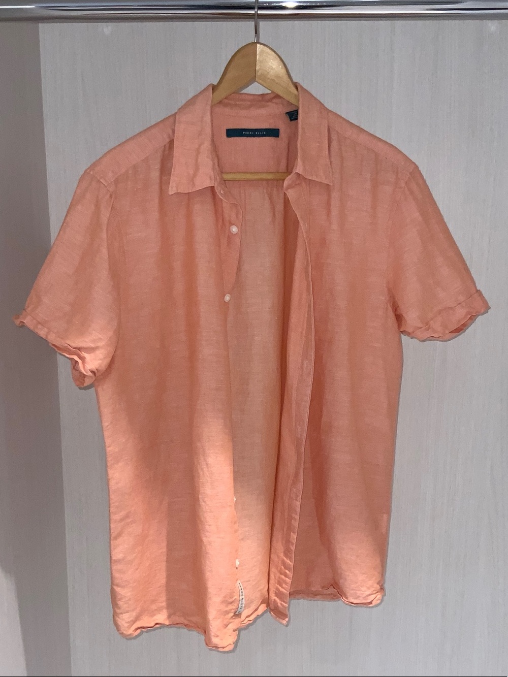 Perry Ellis Coral Short-Sleeve Button-Down Shirt